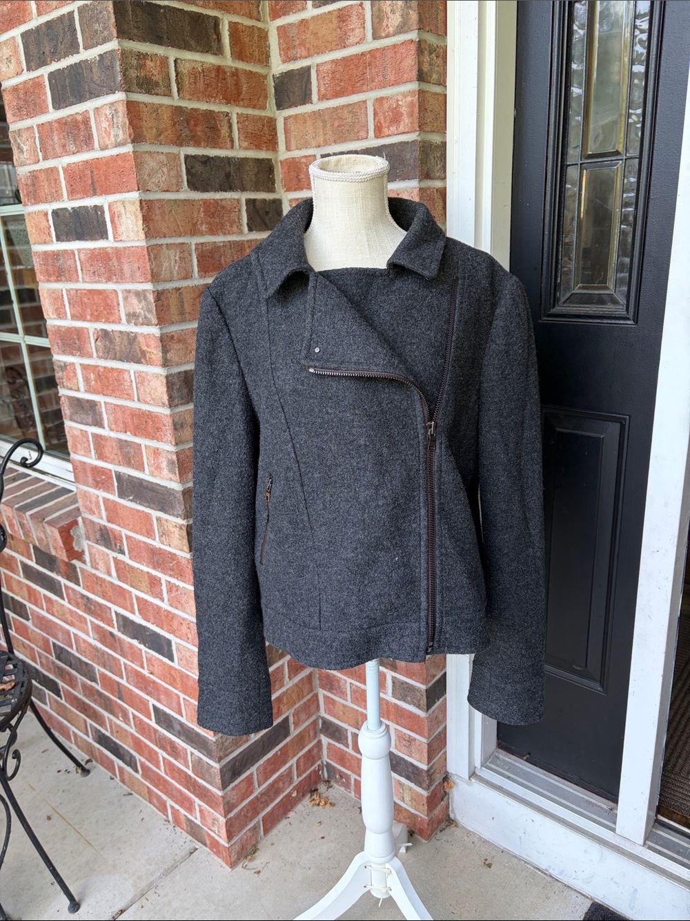 Ann Taylor Woman’s Charcoal Wool Blend Moto Jacket Sz XL Tall